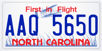 NC license plate AAQ5650
