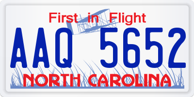 NC license plate AAQ5652