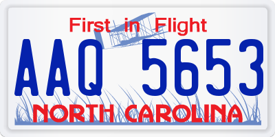 NC license plate AAQ5653