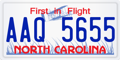 NC license plate AAQ5655