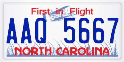 NC license plate AAQ5667