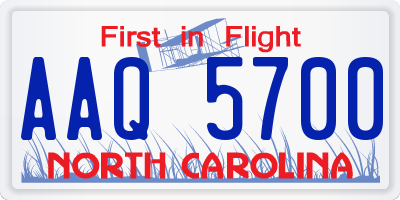 NC license plate AAQ5700