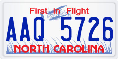 NC license plate AAQ5726