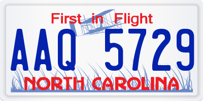 NC license plate AAQ5729