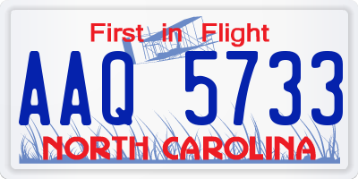 NC license plate AAQ5733