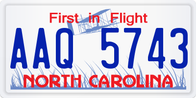 NC license plate AAQ5743