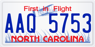 NC license plate AAQ5753
