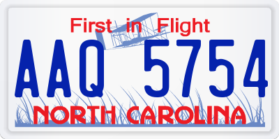 NC license plate AAQ5754