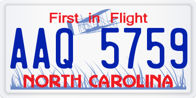 NC license plate AAQ5759