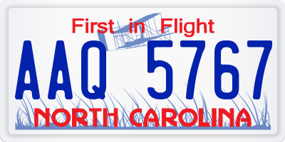 NC license plate AAQ5767