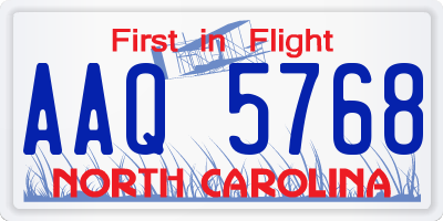NC license plate AAQ5768