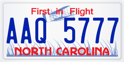 NC license plate AAQ5777