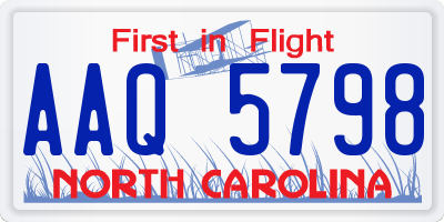 NC license plate AAQ5798
