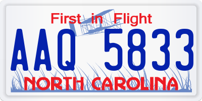 NC license plate AAQ5833
