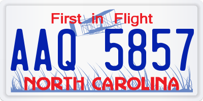 NC license plate AAQ5857