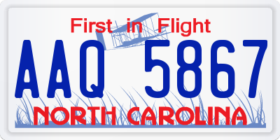 NC license plate AAQ5867