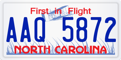 NC license plate AAQ5872