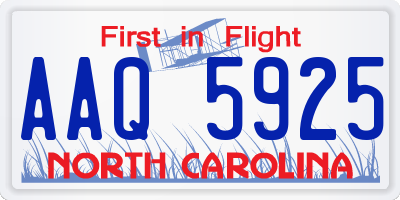 NC license plate AAQ5925