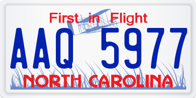 NC license plate AAQ5977