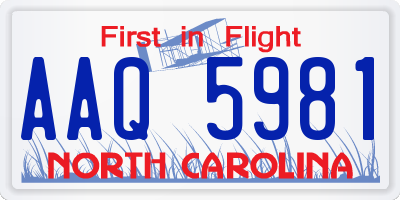 NC license plate AAQ5981