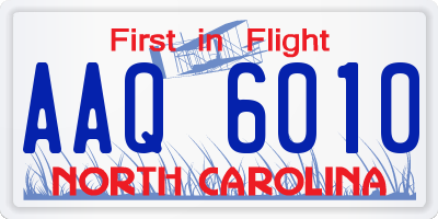 NC license plate AAQ6010