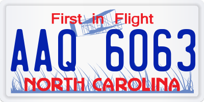 NC license plate AAQ6063