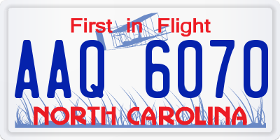 NC license plate AAQ6070