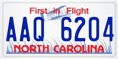 NC license plate AAQ6204