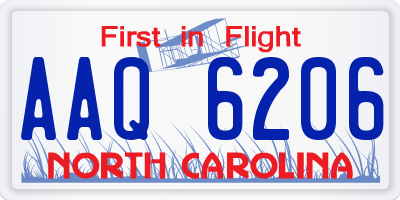 NC license plate AAQ6206