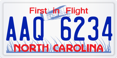 NC license plate AAQ6234