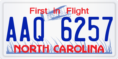 NC license plate AAQ6257
