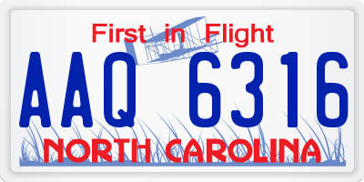 NC license plate AAQ6316