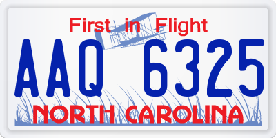 NC license plate AAQ6325
