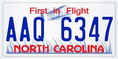 NC license plate AAQ6347