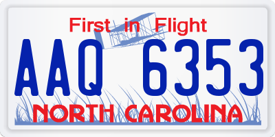 NC license plate AAQ6353