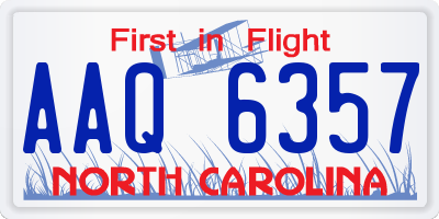 NC license plate AAQ6357