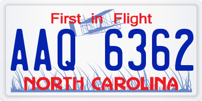 NC license plate AAQ6362