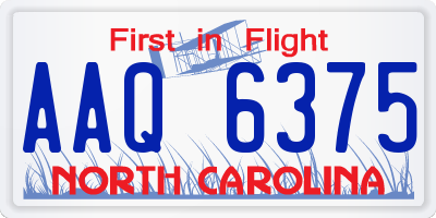 NC license plate AAQ6375