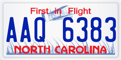 NC license plate AAQ6383