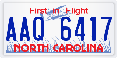 NC license plate AAQ6417