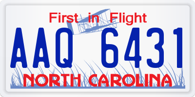 NC license plate AAQ6431