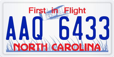 NC license plate AAQ6433