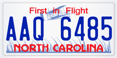 NC license plate AAQ6485