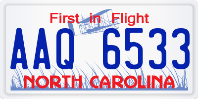 NC license plate AAQ6533