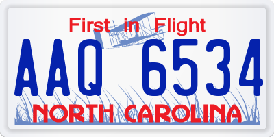 NC license plate AAQ6534