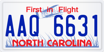 NC license plate AAQ6631