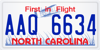 NC license plate AAQ6634