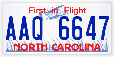 NC license plate AAQ6647