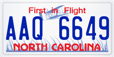 NC license plate AAQ6649