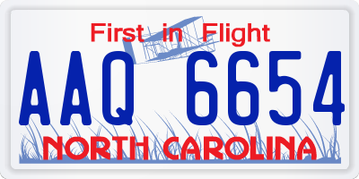 NC license plate AAQ6654